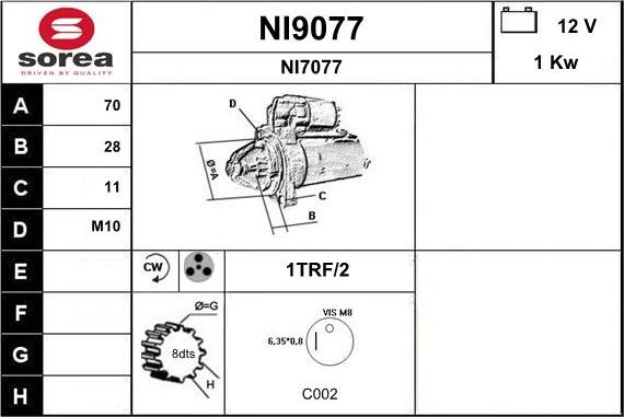 SNRA NI9077 - Стартер autospares.lv