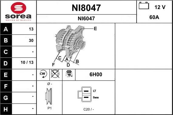 SNRA NI8047 - Генератор autospares.lv
