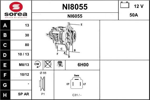 SNRA NI8055 - Генератор autospares.lv