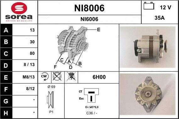 SNRA NI8006 - Генератор autospares.lv