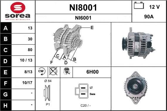 SNRA NI8001 - Генератор autospares.lv