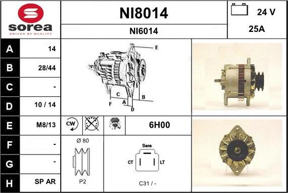 SNRA NI8014 - Генератор autospares.lv