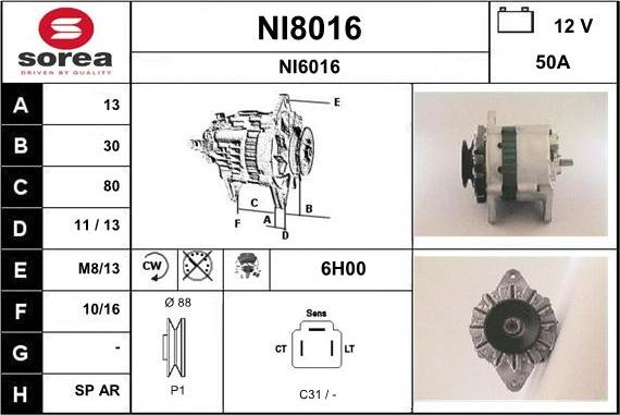 SNRA NI8016 - Генератор autospares.lv