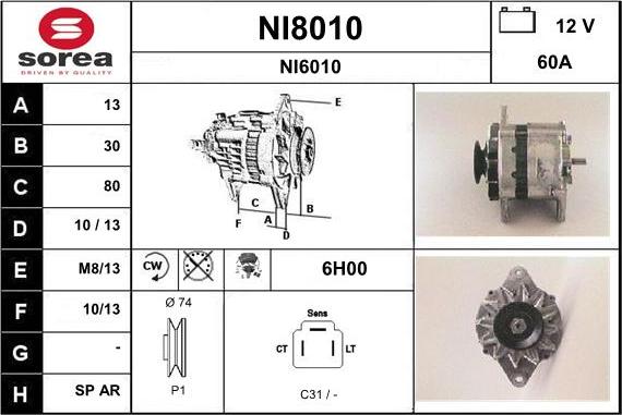 SNRA NI8010 - Генератор autospares.lv