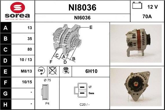 SNRA NI8036 - Генератор autospares.lv