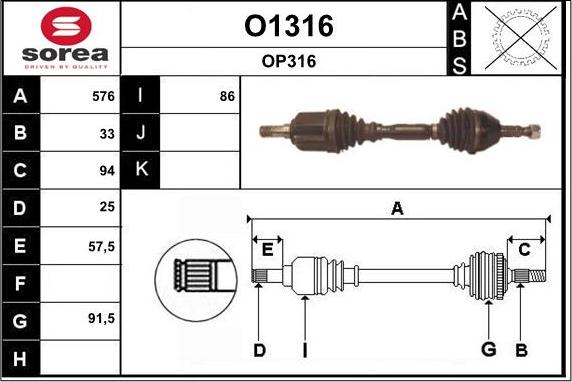 SNRA O1316 - Приводной вал autospares.lv