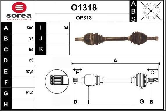 SNRA O1318 - Приводной вал autospares.lv