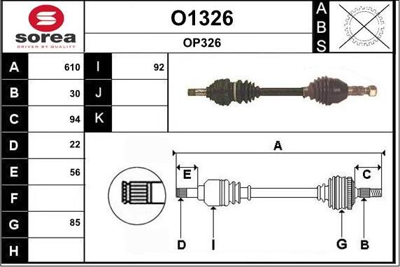 SNRA O1326 - Приводной вал autospares.lv