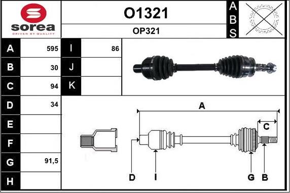 SNRA O1321 - Приводной вал autospares.lv