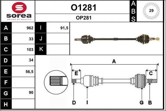 SNRA O1281 - Приводной вал autospares.lv