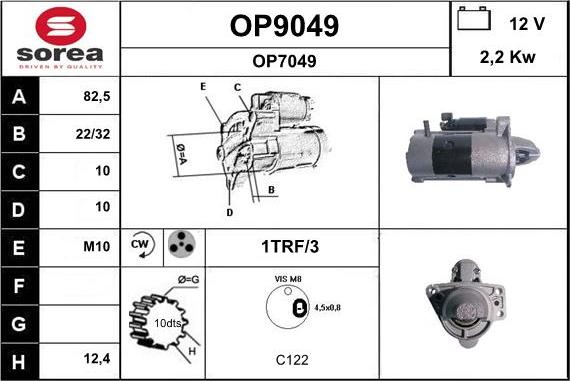 SNRA OP9049 - Стартер autospares.lv