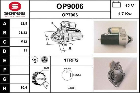 SNRA OP9006 - Стартер autospares.lv