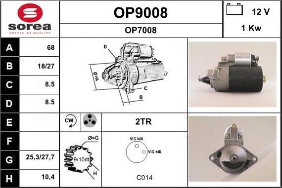 SNRA OP9008 - Стартер autospares.lv