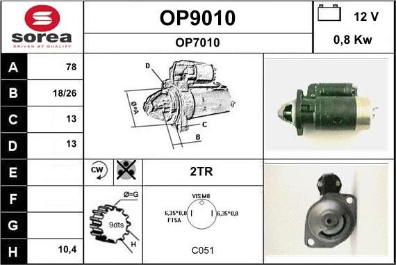 SNRA OP9010 - Стартер autospares.lv