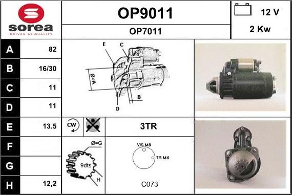 SNRA OP9011 - Стартер autospares.lv