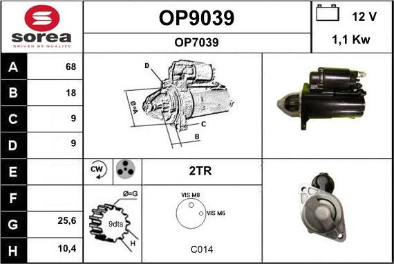 SNRA OP9039 - Стартер autospares.lv