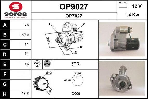 SNRA OP9027 - Стартер autospares.lv