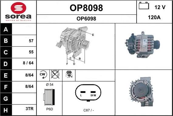 SNRA OP8098 - Генератор autospares.lv