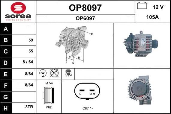 SNRA OP8097 - Генератор autospares.lv