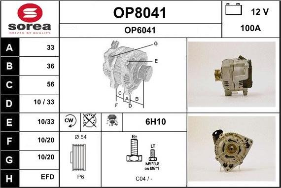 SNRA OP8041 - Генератор autospares.lv