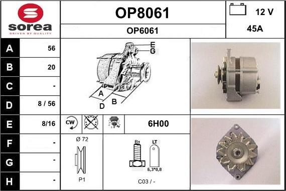 SNRA OP8061 - Генератор autospares.lv