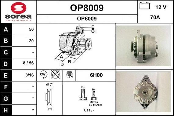 SNRA OP8009 - Генератор autospares.lv