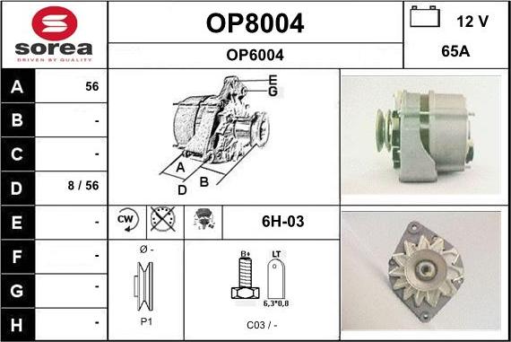 SNRA OP8004 - Генератор autospares.lv