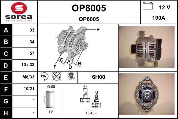 SNRA OP8005 - Генератор autospares.lv