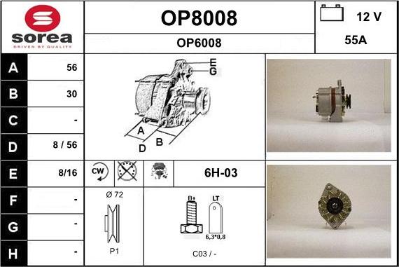 SNRA OP8008 - Генератор autospares.lv