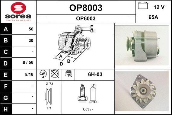 SNRA OP8003 - Генератор autospares.lv