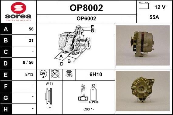 SNRA OP8002 - Генератор autospares.lv