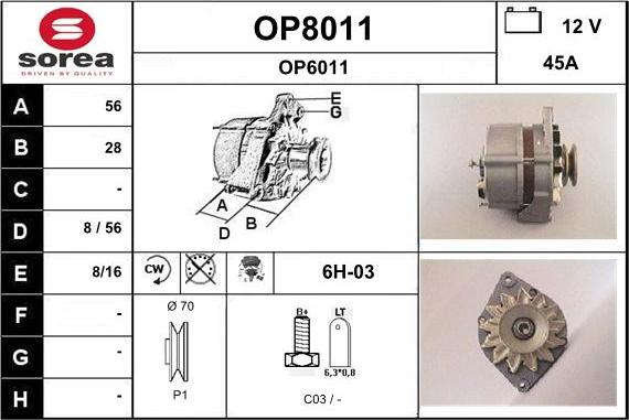 SNRA OP8011 - Генератор autospares.lv