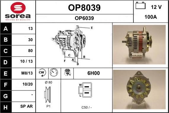 SNRA OP8039 - Генератор autospares.lv