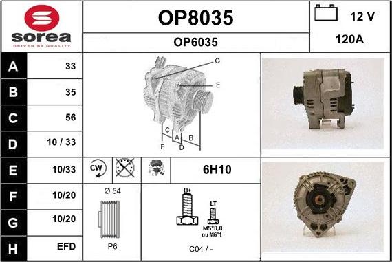 SNRA OP8035 - Генератор autospares.lv