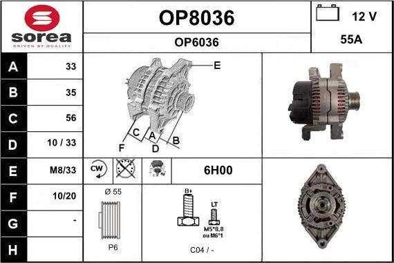 SNRA OP8036 - Генератор autospares.lv