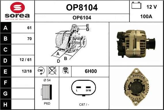 SNRA OP8104 - Генератор autospares.lv