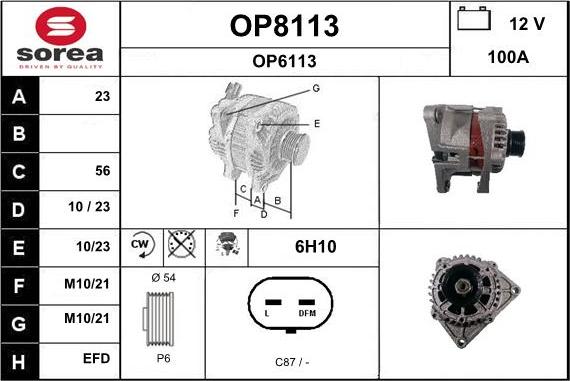 SNRA OP8113 - Генератор autospares.lv