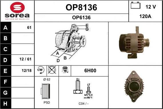 SNRA OP8136 - Генератор autospares.lv