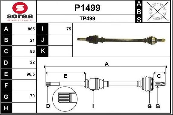 SNRA P1499 - Приводной вал autospares.lv