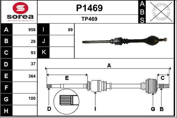 SNRA P1469 - Приводной вал autospares.lv