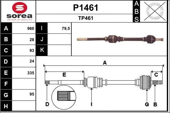 SNRA P1461 - Приводной вал autospares.lv