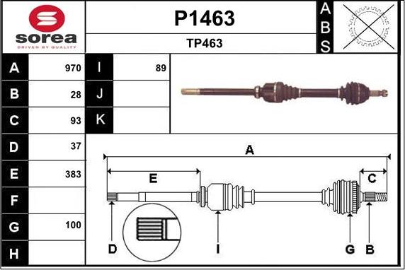 SNRA P1463 - Приводной вал autospares.lv