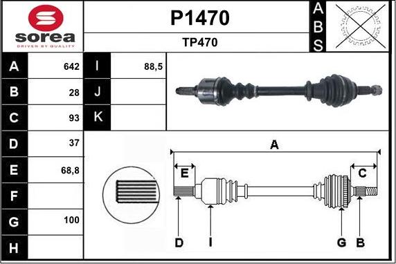 SNRA P1470 - Приводной вал autospares.lv