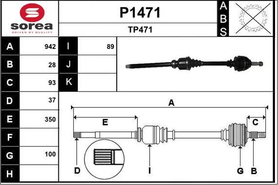 SNRA P1471 - Приводной вал autospares.lv