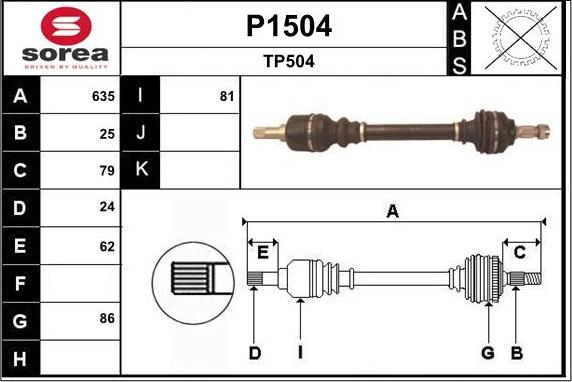 SNRA P1504 - Приводной вал autospares.lv