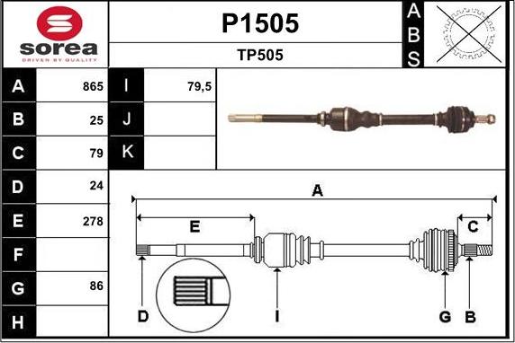 SNRA P1505 - Приводной вал autospares.lv