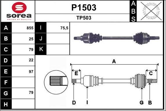 SNRA P1503 - Приводной вал autospares.lv