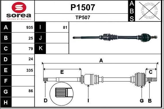 SNRA P1507 - Приводной вал autospares.lv