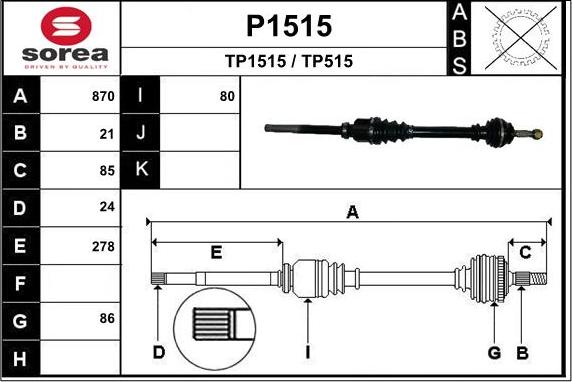 SNRA P1515 - Приводной вал autospares.lv