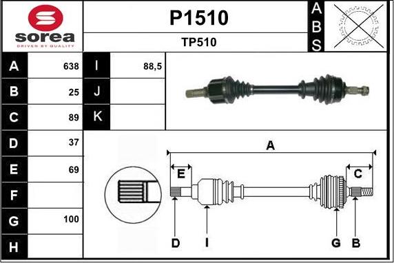 SNRA P1510 - Приводной вал autospares.lv